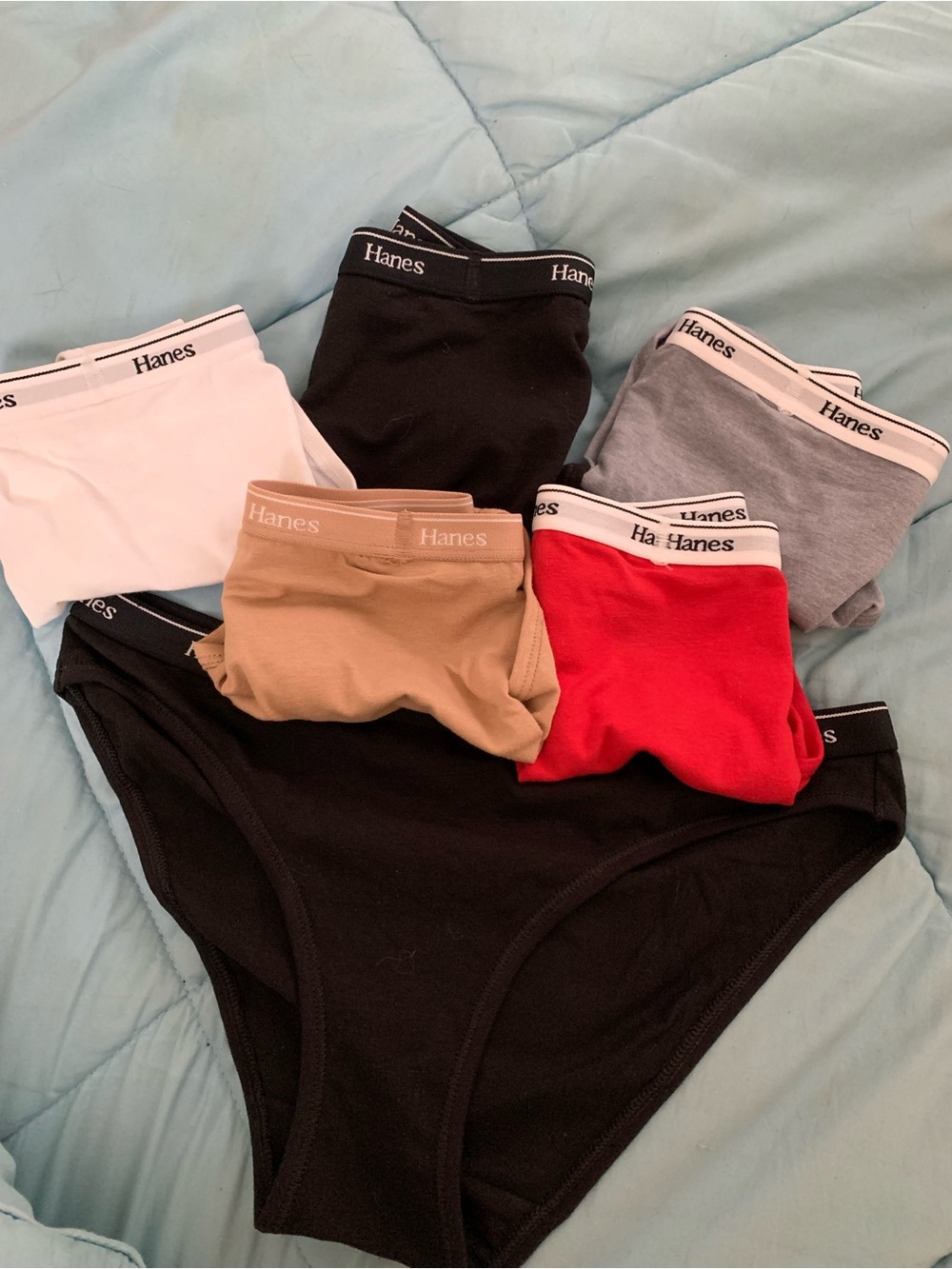 Hanes Briefs panties 6 Pack - 2 Black, White, Gray, Red, Tan